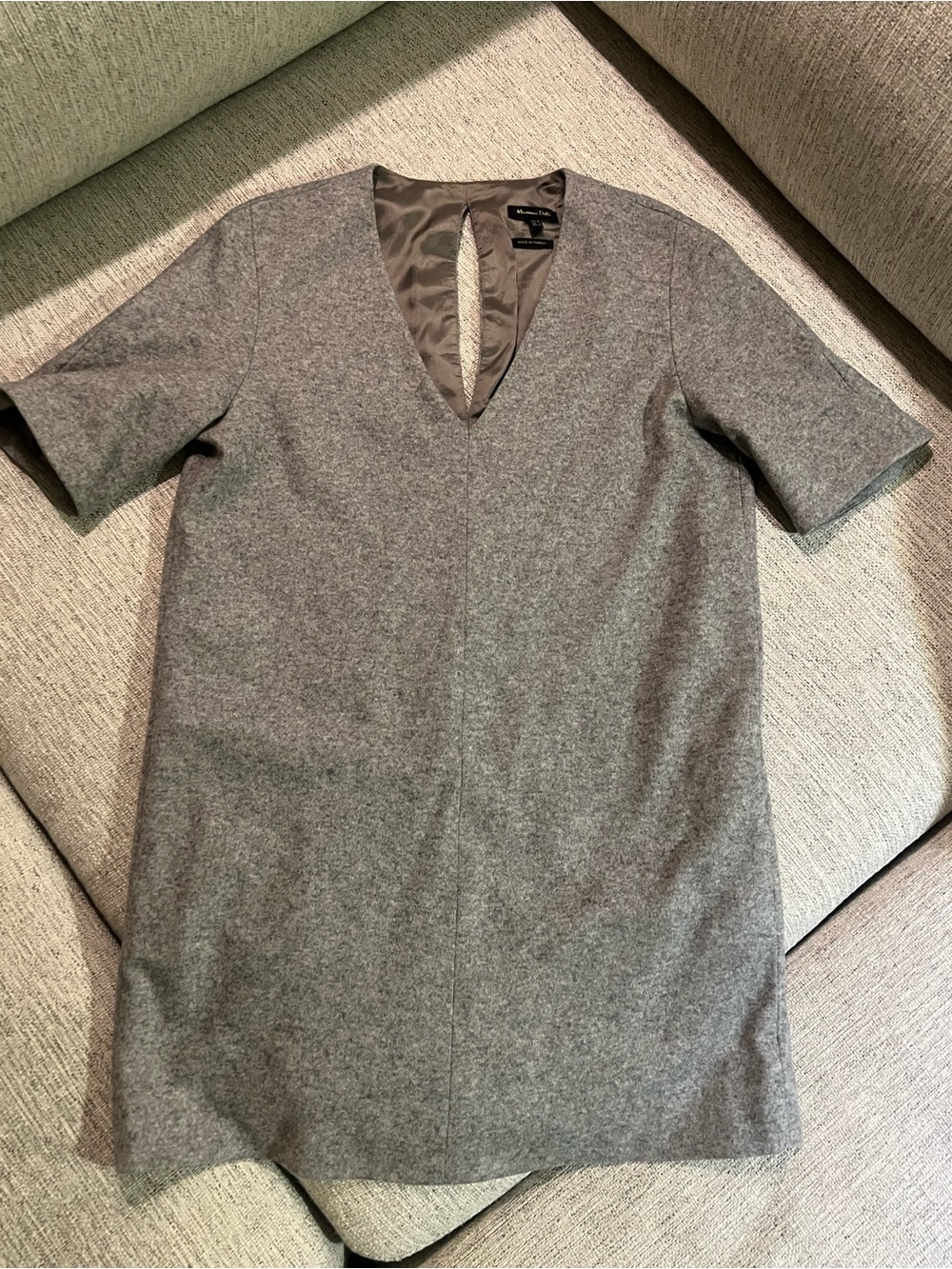 Massimo Dutti Grey V-Neck Short-Sleeve Shirt